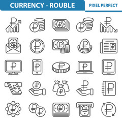 Currency - Rouble Icons. Professional, pixel perfect icons depicting various currency, money and finance concepts. EPS 8 format.