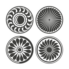 jet engine, turbine and engine blade icons © bigpa