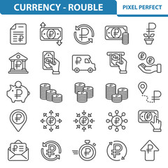 Currency - Rouble Icons. Professional, pixel perfect icons depicting various currency, money and finance concepts. EPS 8 format.
