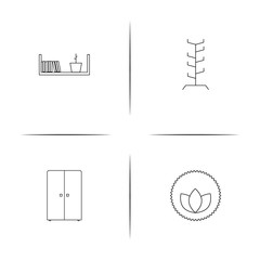 Furniture simple linear icon set.Simple outline icons