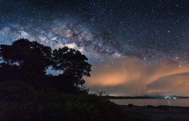 Core of Milky way rise above Kudat, Malaysia sky. image contain soft focus and noise due to long expose and high ISO.