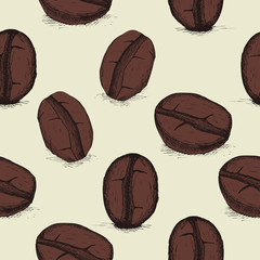 Coffee grains seamless pattern