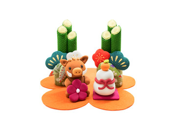 2019年亥年　正月イメージ　年賀状素材