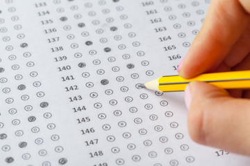 Test score sheet with answers