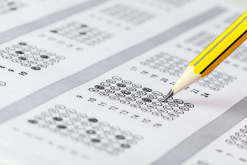 Test score sheet with answers