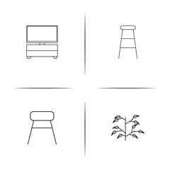 Furniture simple linear icon set.Simple outline icons