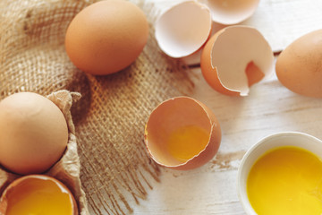 eggs on wooden background