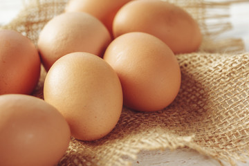 eggs on wooden background
