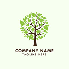tree vector logo template in circle shape. tree icon