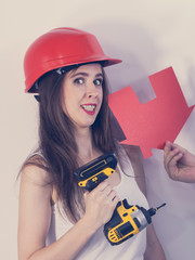 Woman doing home renovation