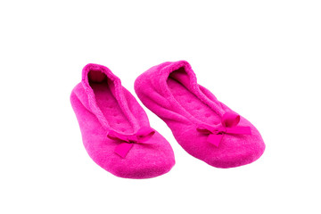 Slippers pink shoes on the white background
