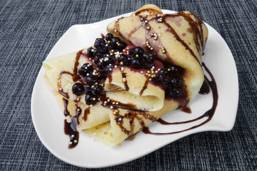 pancake with blueberries and chocolate