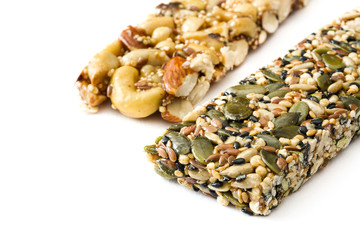 Muesli bars isolated on white background. 