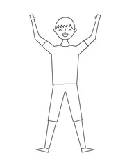 jumping young people male man vector illustration thin line