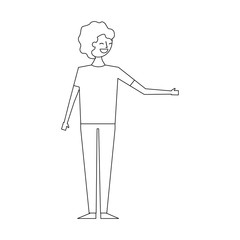 young people male man in casual clothes vector illustration thin line