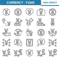 Currency - Yuan Icons. Professional, pixel perfect icons depicting various currency, finance and money ( yuan/yen ) concepts. EPS 8 format.