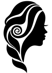 Beautiful woman face in profile. Vector silhouette.