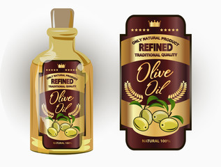 vector illustration of a label of olive oil.