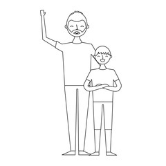 beard young man with boy together vector illustration thin line