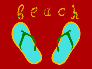 Vector Summer Time Holiday typographic illustration on vintage background. Tropical plants, flower, beach