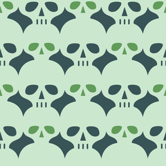 Fototapeta premium Vintage vector background with skulls. Seamless pattern.