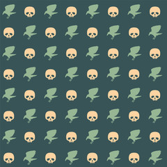 Skull and crow. Seamless vector pattern. Retro background.