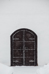 Medieval old black door