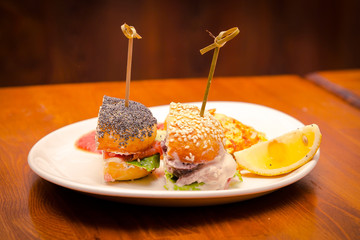 Burger in a white plate