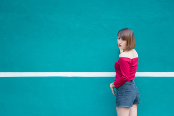 Cool Asian hipsters girl posing for take a photo,lifestyle of modern woman,Thai people in hippie style