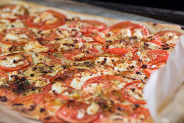 Heiße Pizza im Ofen