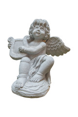 Obraz premium Stone statue of cupid isolate on white background,This has clipping path
