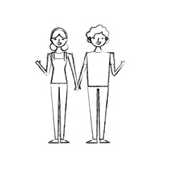 couple of young people characters vector illustration sketch design