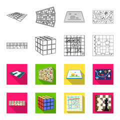 Board game outline,flet icons in set collection for design. Game and entertainment vector symbol stock web illustration. © pandavector