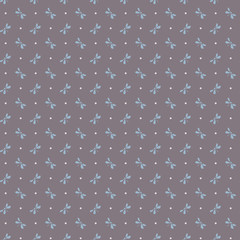 Pale pastel color vector seamless pattern whith dragonfly. Vintage texture