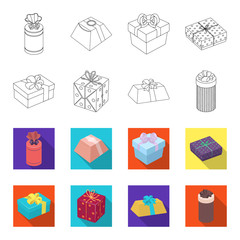 Gift box with bow, gift bag.Gifts and certificates set collection icons in outline,flet style vector symbol stock illustration web. © pandavector
