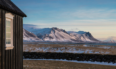 Black wooden church, Budir, Snaefellsnes Peninsula, Iceland