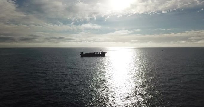 Aerial view of an offshore oil installation 