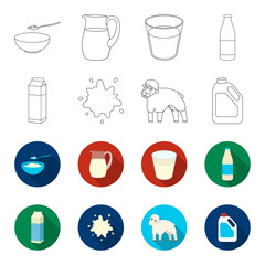 Billet pack, sheep.blue, canister.Moloko set collection icons in outline,flet style vector symbol stock illustration web. © pandavector