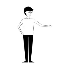 young people male man in casual clothes vector illustration monochrome dotted line image