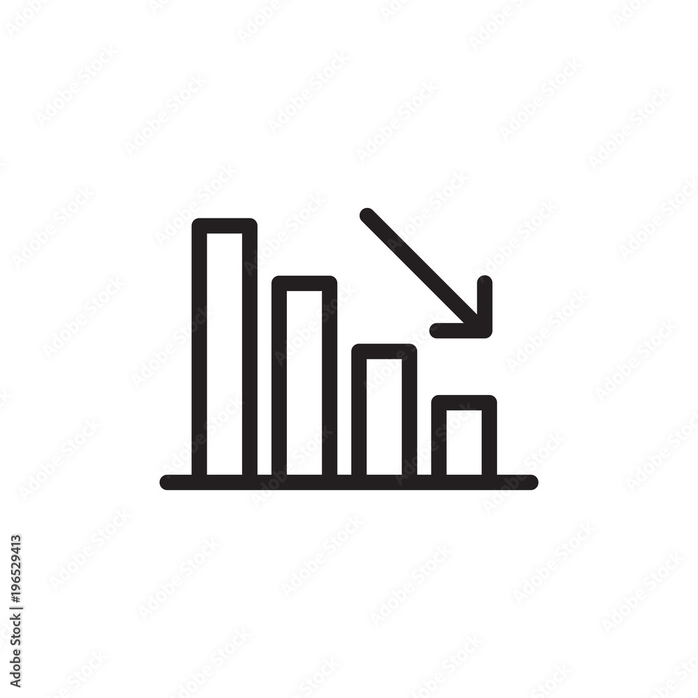 Aufkleber chart diagram decrease outlined vector icon. modern simple isolated sign. pixel perfect vector illus