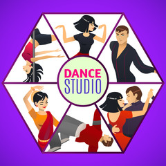 Dance Studio Template in Cartoon Style