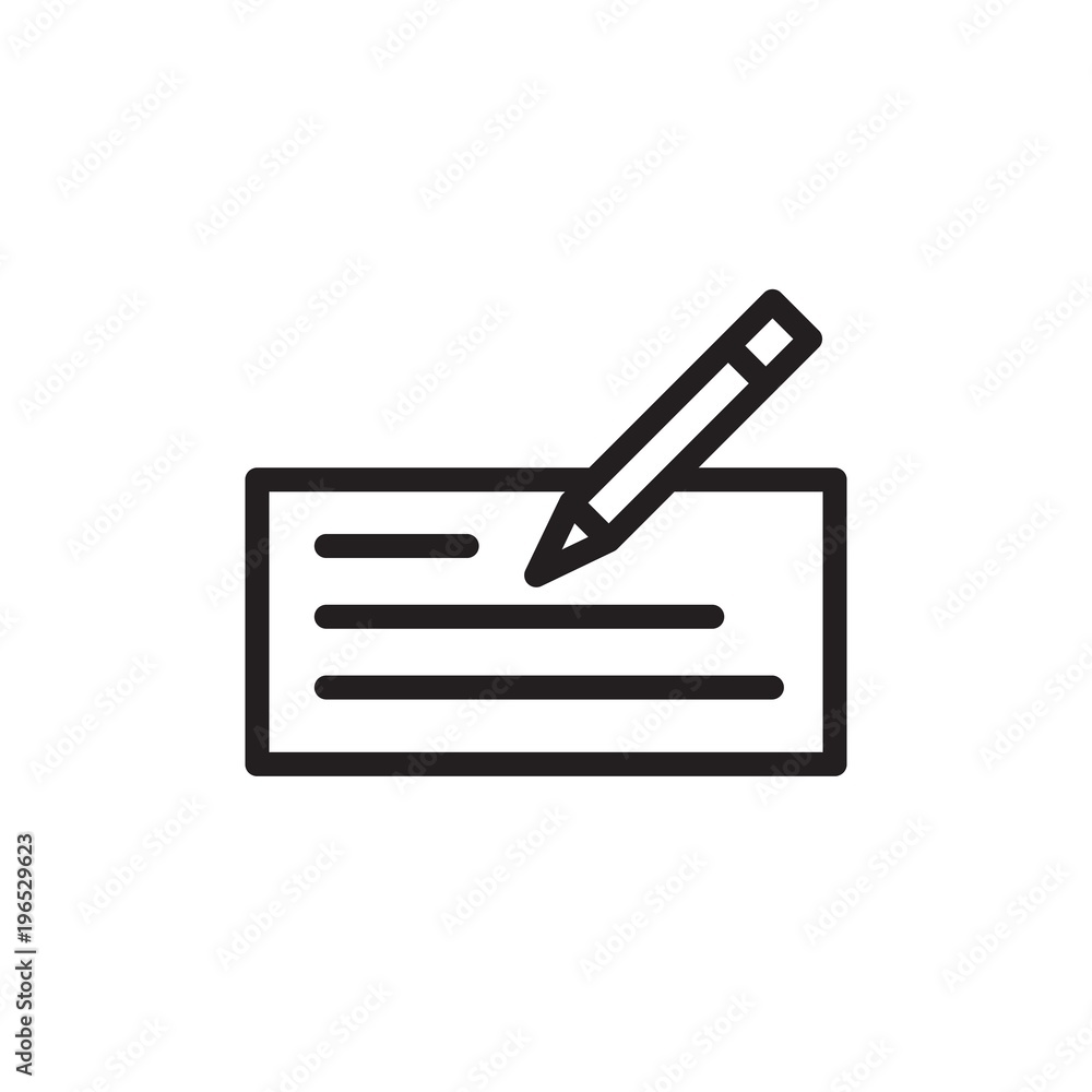 Poster write check outlined vector icon. modern simple isolated sign. pixel perfect vector illustration for