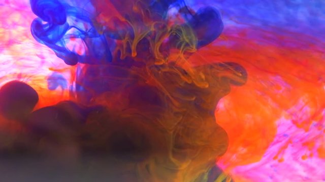 Acrylic colors and ink in water. Abstract frame background. Isolated on white.
