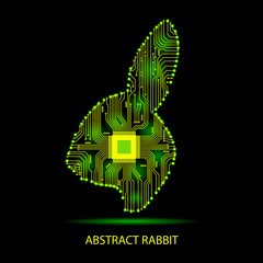 Abstract rabbit. Rabbit in the form of an electronic circuit. Vector rabbit.