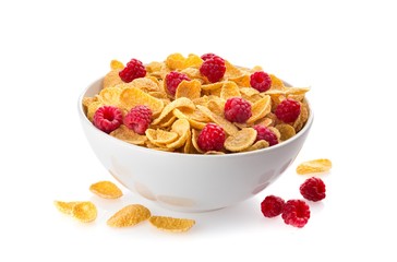Bowl of Cornflakes and Raspberries