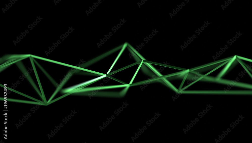 Poster abstract 3d rendering of triangulated surface. modern background. futuristic polygonal shape. low po