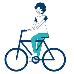 young man riding bike activity vector illustration green and blue design