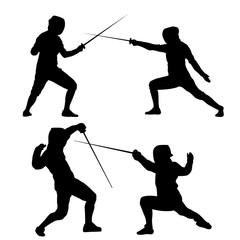 Black silhouette of fencing on a white background