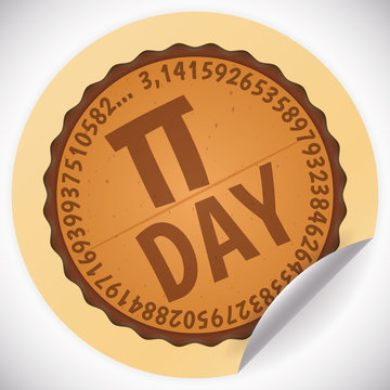 Sticker like a Pie for Pi Day Celebration, Vector Illustration