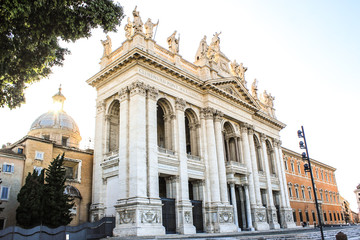 Fototapeta na wymiar facade of the classic church of san giovanni in rome
